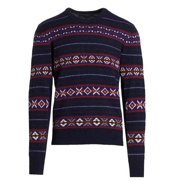 Rag & Bone Mens Multi Wesley Fair Isle Wool Crewneck Sweater Size XL NWOT - Picture 1 of 5